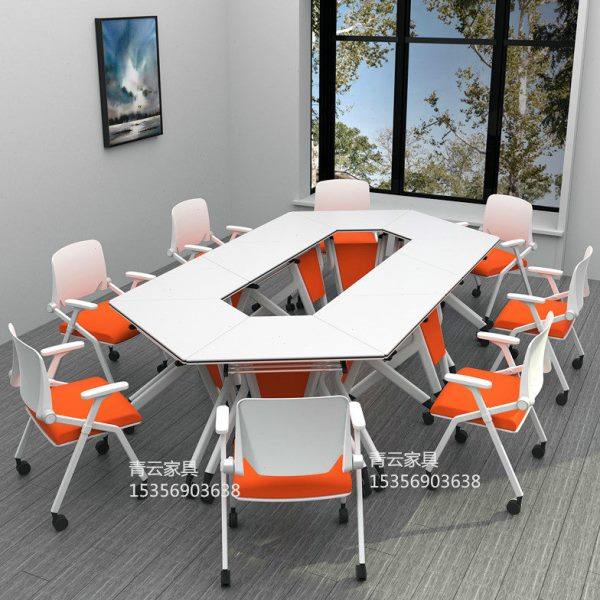 六边形折叠培训机构桌椅可移动会议桌智慧教室桌椅学生拼接组合桌,淘宝优惠券,粉丝福利购,淘宝优惠卷