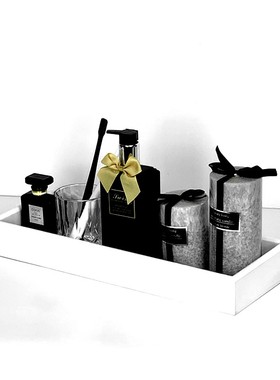 轻奢样板房间卫生间香o薰摆件组合洗手间白色托盘酒店浴室软装饰