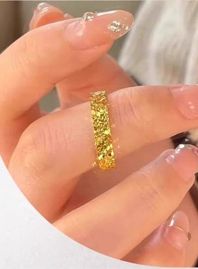 深圳水贝金包银爆闪碎冰冰戒指男女F闭口实心情侣对戒情人节送女