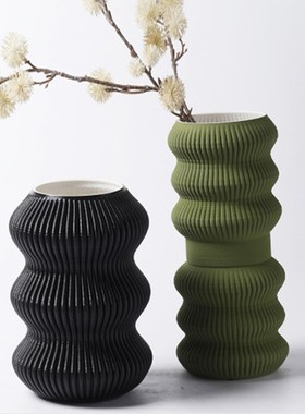 简约现代纯色陶瓷花器摆件样板间客厅玄L关酒店茶室书房装饰摆放