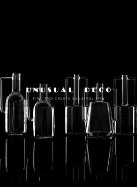 极简轻奢透明玻璃酒具水杯冷水壶醒酒器样板间售楼处Y酒柜装饰摆