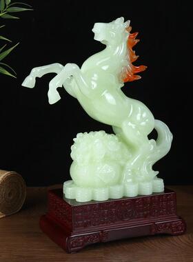 工艺品厂家青玉色马到成功摆件创意家居客厅办公桌电视柜桌面摆件