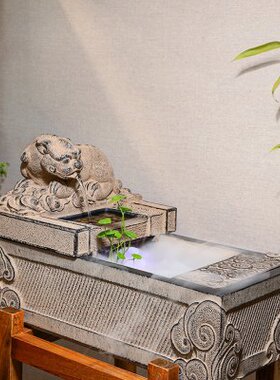 新中式流水摆件客厅室内装饰造景招财开业生财循环水景桌面加湿器