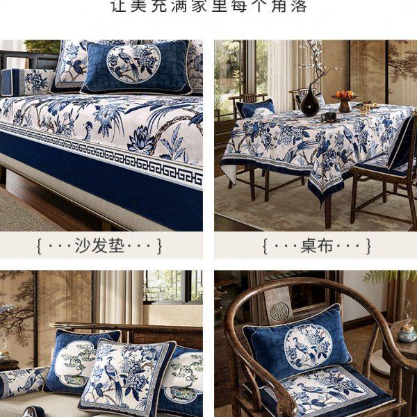 中式国风实木沙发海绵垫子防滑四季通用红木罗汉床垫定制水墨青花,淘宝优惠券,粉丝福利购,淘宝优惠卷