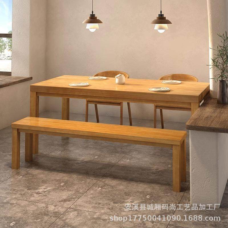 食堂快餐厅实木长桌商用奶茶小吃店餐桌椅组合简约面馆长条桌子,淘宝优惠券,粉丝福利购,淘宝优惠卷