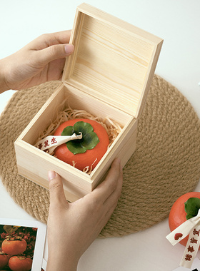 柿子木雕摆件创意可爱实木手工装饰礼品桌面车载S节日祈福木作男