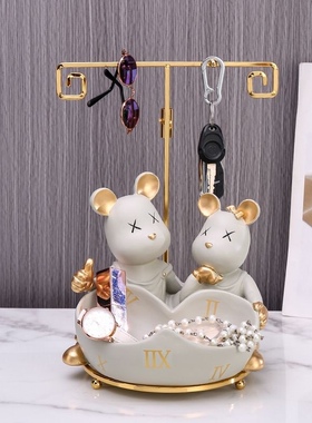 轻奢暴力熊玄关钥匙收纳摆件客厅桌面家居装饰品摆设乔Y迁送礼好