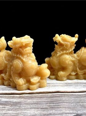 貔貅摆件天然玉石黄玉皮丘招财一对办公室桌玄关客厅装饰开业礼品