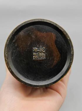 收筒古玩铜器藏黄铜雕刻竹子笔文房WBW四宝用品笔筒铜摆件