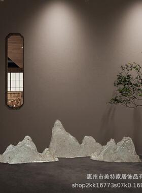 现代意透明装冰雕塑摆件酒店售楼山创处样板间别墅树脂005假山软