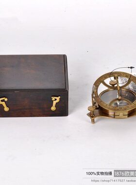 印度进口手工黄铜复古怀旧日晷罗盘指南针创意礼品收藏饰品摆件