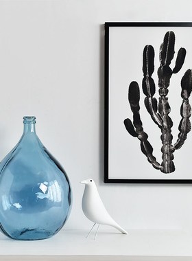 进口玻璃透明大i花瓶摆件现代简约北欧样板间酒店客厅玄关装饰花