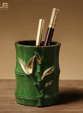 节节高升中式复古笔筒铜摆件高档办公室书房桌Q面教师节送老师礼