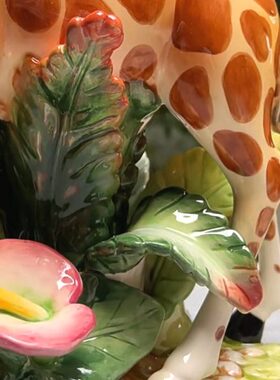 陶瓷动物家居饰品摆设长颈鹿东南亚风格工艺品客厅摆件新中式礼品