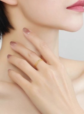 深圳水贝金包银招财钱币戒指时尚镂空铜钱M指环闭口情人节日送女