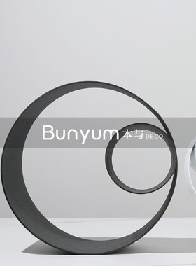 简约现代金d属几何创意艺术售楼处软装饰品家居样板房间工艺品摆