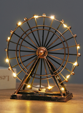 欧式复古铁d艺做旧工艺摩天轮模型创意家居客厅酒柜装饰品摆件摆