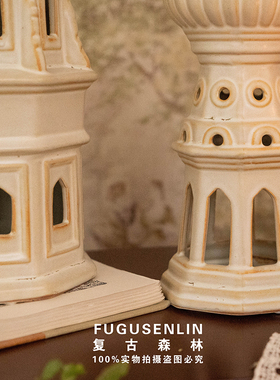 复古森林北欧简约k文艺比萨斜塔经典建筑陶瓷书橱摆件装饰拍摄道