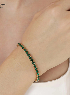 天然祖母绿锆石手链女18K金手串