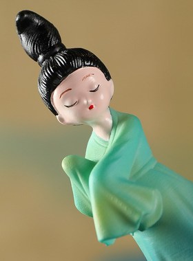 新中式只此青绿文创创r意笔架美女江山古典书桌茶桌送礼古风摆件