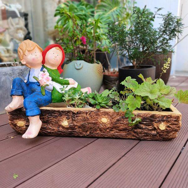 卡通娃娃小孩摆件树桩花盆多肉户外造景可爱花园杂货装饰庭院布置,淘宝优惠券,粉丝福利购,淘宝优惠卷