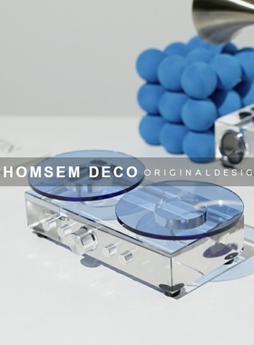 创意水晶复古留声机桌面摆件y样板房间客厅电视柜玄关酒柜装饰物