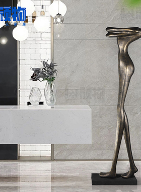 玄关入户大堂装饰欧式艺术抽象客厅电G视柜大型落地人形物雕塑摆