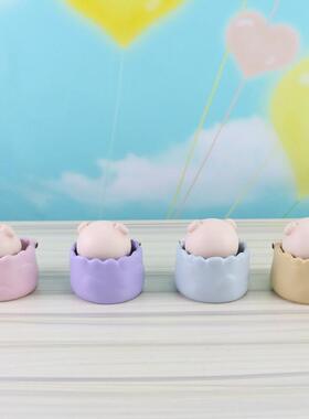 900萌萌摇头猪树脂摆件 创意个性车摆烘焙生日蛋糕摆件装饰树脂