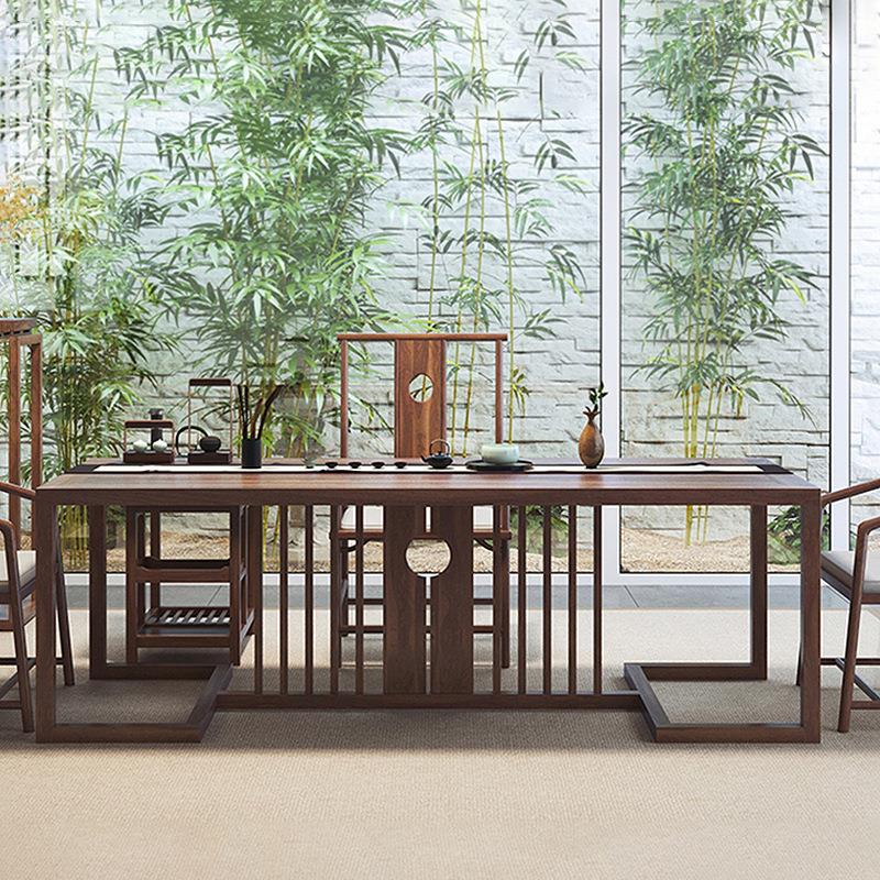 老榆木茶楼桌子泡茶桌禅意茶台茶几实木茶室家具新中式茶桌椅组合 - 图2