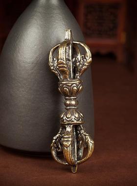 黄铜复古五股金刚杵文玩手把件藏式密宗法器摆件古玩金属工艺品