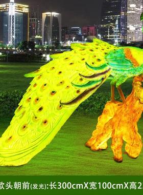 发光梅花鹿灯雕塑公园仿真孔雀摆件大户外景观动物灯光节造型亮化