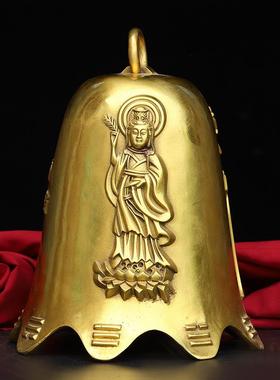 铜铃铛风铃摆件黄铜八角铜钟屋檐铃铛挂件大小号八卦铜铃佛钟挂饰