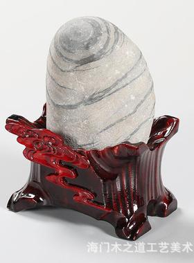 实木奇石底座带凹槽免挖槽黄河石鹅卵石泰山石头不规则摆件木托架