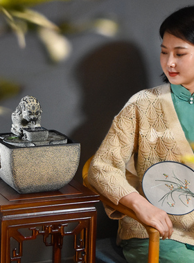 茶室装饰办公h室桌面招财日进斗金流水生财循环水高档开业礼物摆