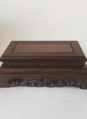 红木有腰长方形花瓶底座鸡翅木质花盆摆件实木佛像奇石底座木托