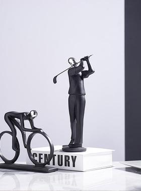 北欧个性黑色运动人物树脂摆件工作室健身房置物架现代装饰品摆设