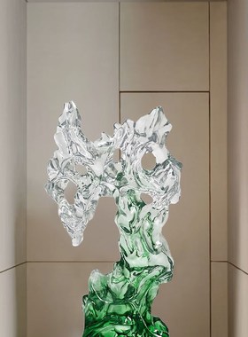 透明树脂太湖石摆l件售楼处酒店会所大堂楼梯间大型落地雕塑装饰