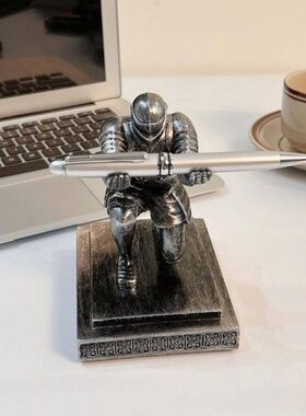 执行官骑士轻奢创意书房办公室高端摆件无磁创意笔架送男朋友礼物