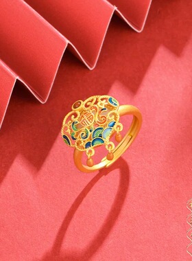 龙星惜上新款戒指小众设计国风和田玉珐琅彩流苏s925银戒指