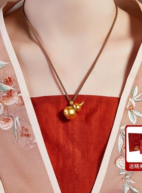 龙星惜上足银999古法葫芦吊坠编绳项链新中式国风毛衣链新年礼物