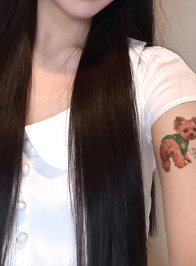 约克夏小狗彩色纹身贴防水贴纸