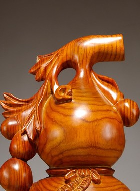 实木质雕刻葫芦摆件n花梨木雕刻工艺品家居客厅办公室装饰新居送