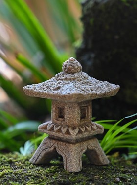 微景观中国模拟石灯饰品创意小石亭I树脂工艺品园林盆景饰品