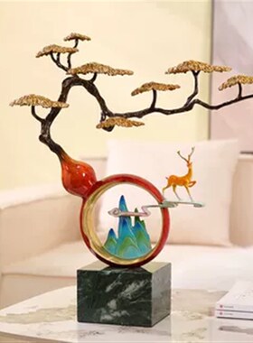 轻奢高端黄铜福禄双全迎r客松葫芦摆件客厅玄关办公室装饰乔迁礼