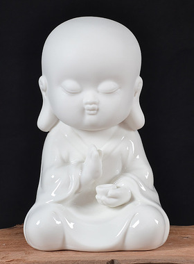 陶瓷器人物可爱小和尚沙弥家居客厅装饰品禅意玄关博古架摆件