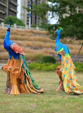 树脂工艺品玻璃钢仿真孔雀动物雕塑模型户外庭院园林家居装饰摆件