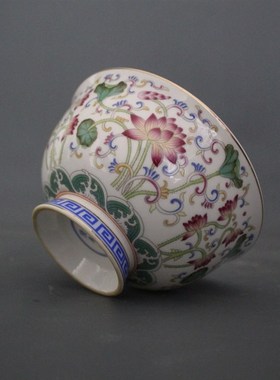 大清乾隆年制f粉彩小号荷叶莲花碗仿古工艺家居摆件瓷器古董古玩