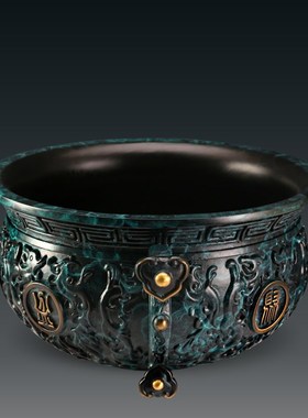 聚宝盆摆件全铜客厅玄关办公室装饰实心店铺开R业工艺礼品大小号