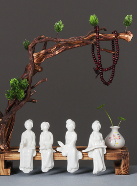 创意中式禅意根雕玄关q摆件 紫砂小和尚客厅电视柜办公室软装饰品