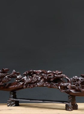 黑檀木雕刻喜上眉梢红木如意摆件客厅玄关实木装V饰乔迁开业礼品